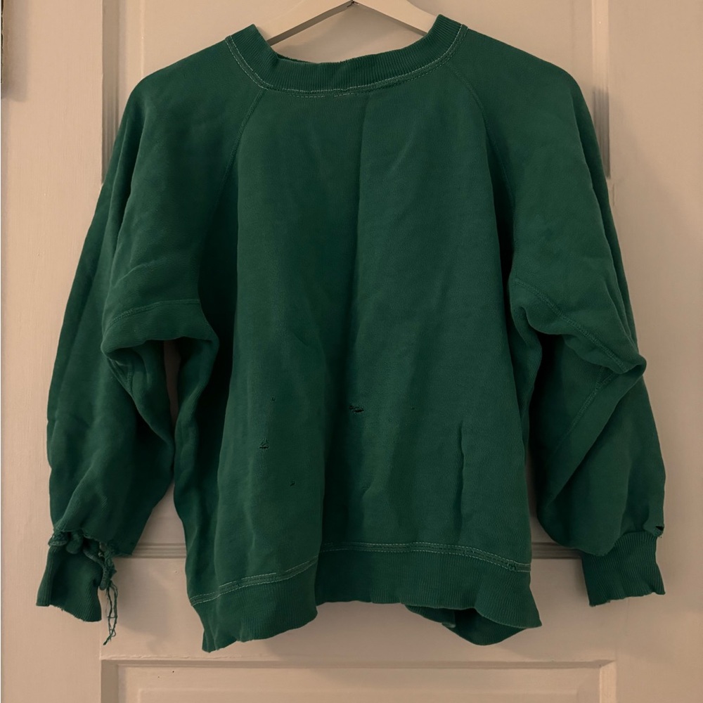 Green Vintage distressed Crewneck Sweatshirt